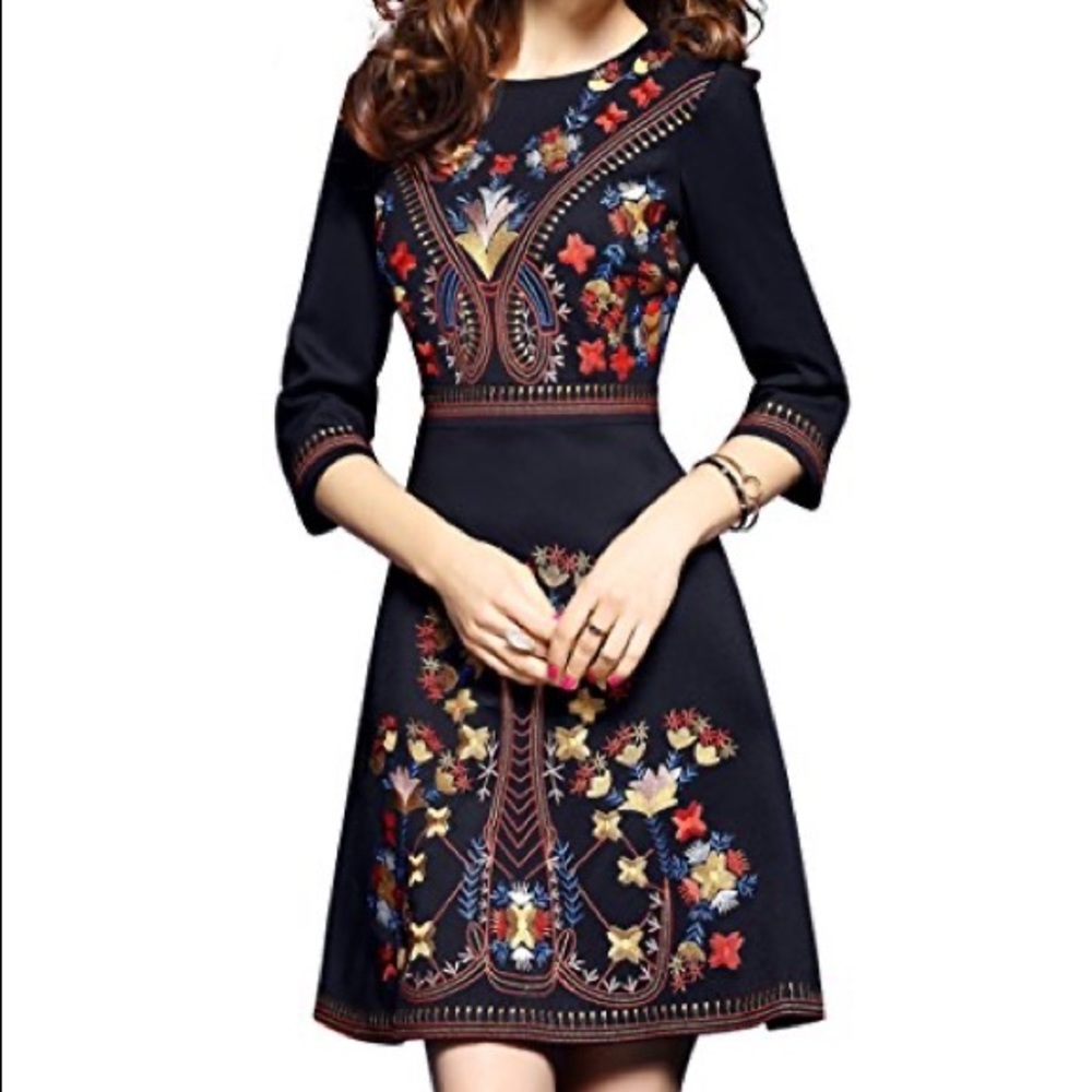 Lai Meng Embroidered Skater dress